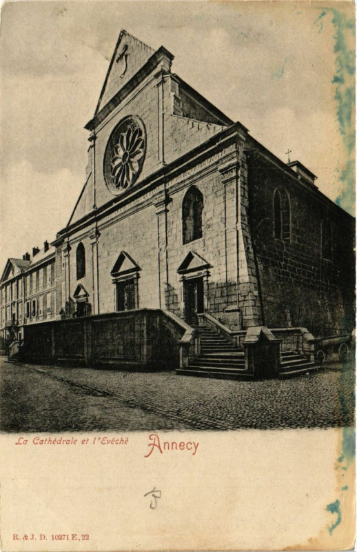 Carte postale ancienne Annecy - La Cathedrale et l'Eveche à Annecy