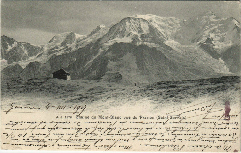 Carte postale ancienne Chaine du Mont-Blanc vue du Prairon