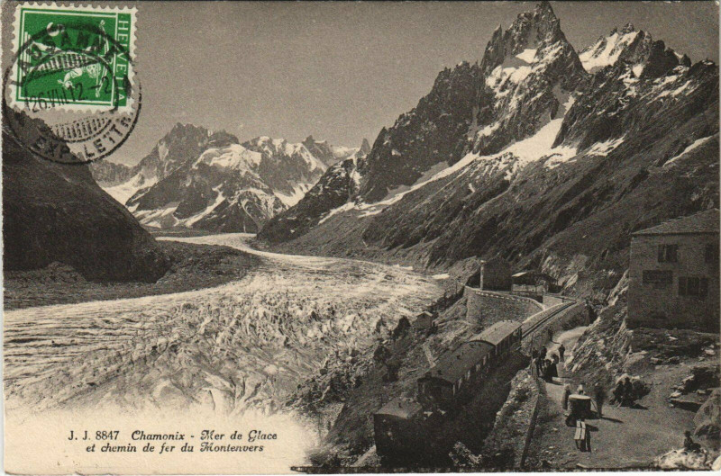 Carte postale ancienne Chamonix Mer de Glace Chemin de fer du Montenvers à Vers