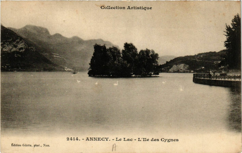 Carte postale ancienne Annecy - Le Lac - L'Ile des Cygnes à Annecy