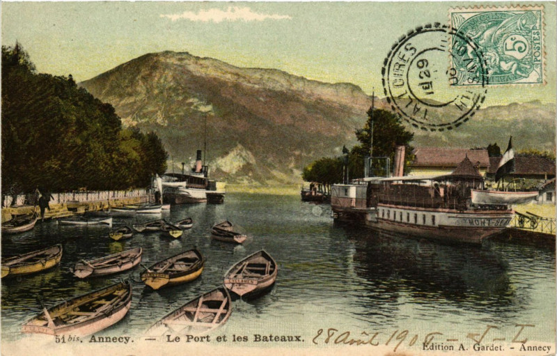 Carte postale ancienne Annecy - Le Port et les Bateaux à Annecy