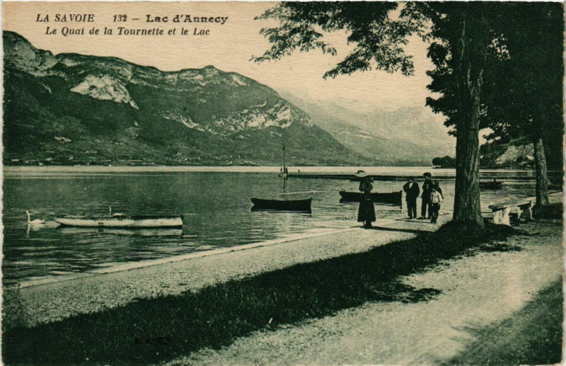 Carte postale ancienne Annecy - Lac d'Annecy - Le Quai de la Tournette et le Lac à Annecy