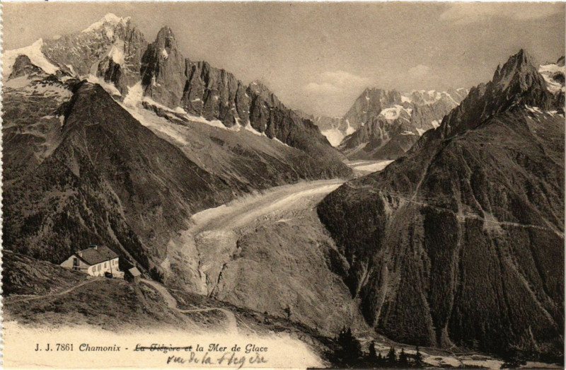 Carte postale ancienne Chamonix - La Flegere et la Mer de Glace