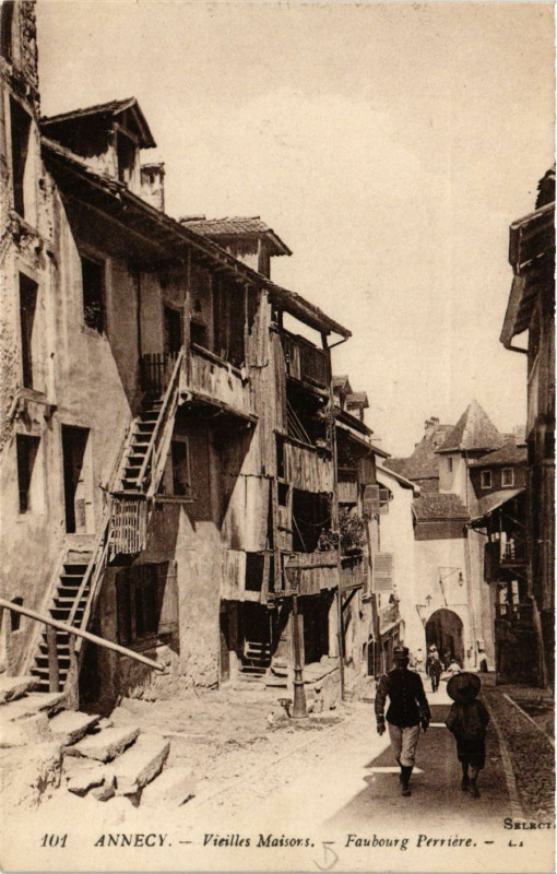 Carte postale ancienne Annecy - Vieilles Maisons - Faubourg Perriere à Annecy