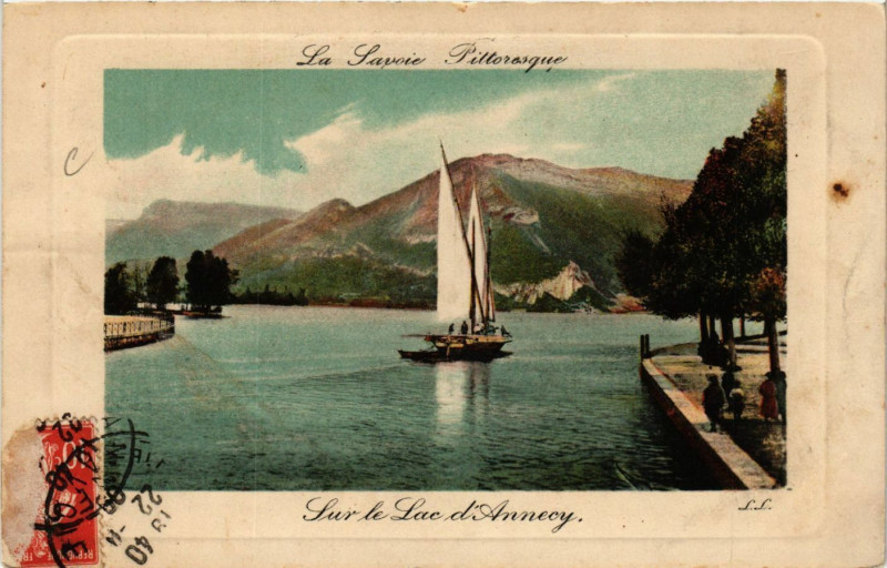 Carte postale ancienne Annecy - Sur le Lac d'Annecy à Annecy