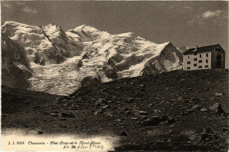 Carte postale ancienne Chamonix - Plan Praz et le Mont-Blanc