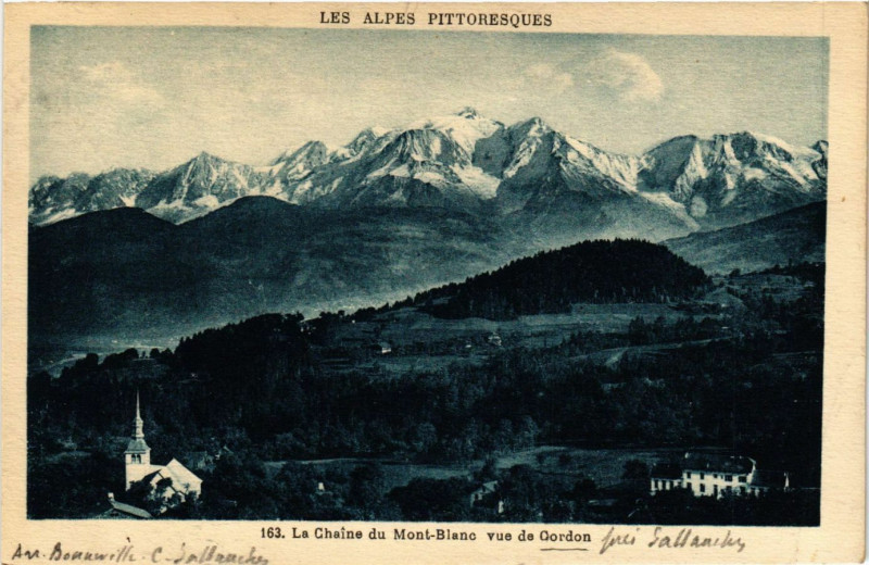 Carte postale ancienne La Chaine du Mont-Blanc vue de Cordon à Cordon