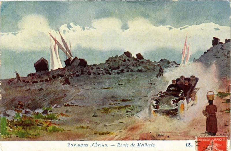 Carte postale ancienne Evian-les-Bains - Env. d'Evian - Route de Meillerie à Évian-les-Bains