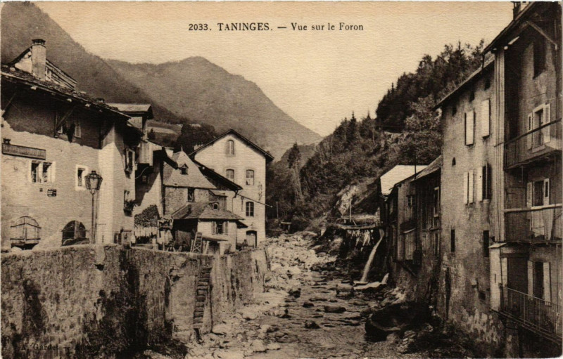 Carte postale ancienne Taninges - Vue sur le Foron à Taninges