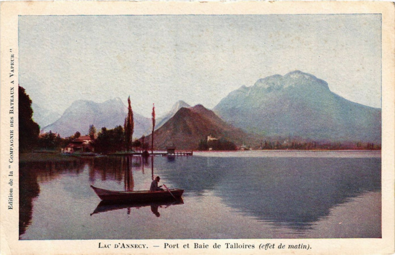 Carte postale ancienne Talloires - Lac d'Annecy - Port et Baie de Talloires à Annecy