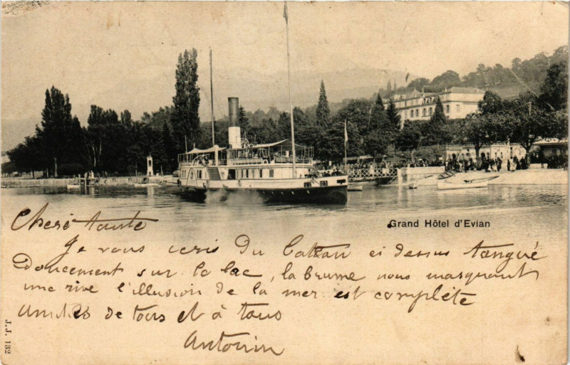 Carte postale ancienne Evian-les-Bains - Grand Hotel d'Evian à Évian-les-Bains