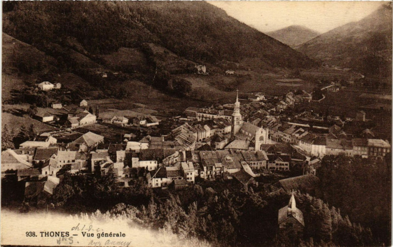 Carte postale ancienne Thones - Vue générale à Thônes