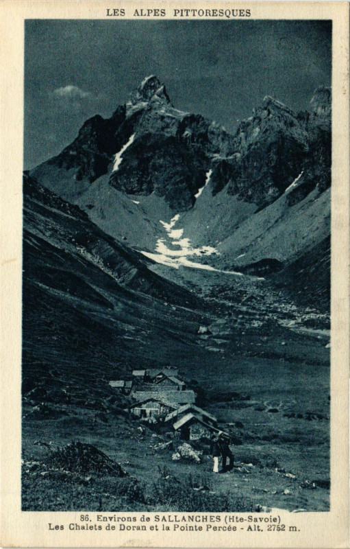 Carte postale ancienne Sallanches - Env. - Les Chalets de Doran et la Pointe Percée à Sallanches