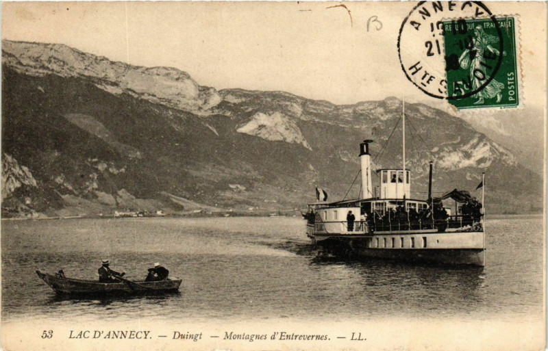 Carte postale ancienne Duingt - Lac d'Annecy - Montagnes d'Entrevernes à Duingt