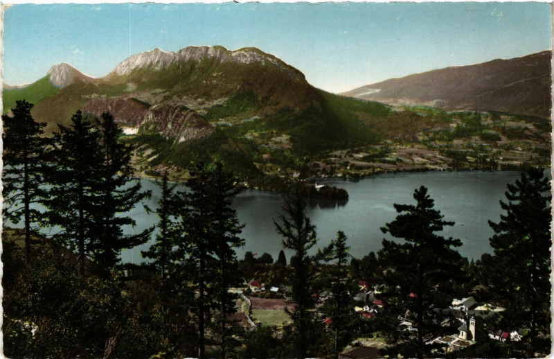 Carte postale ancienne Lac d'Annecy - Vue sur Talloire et Duingt à Duingt