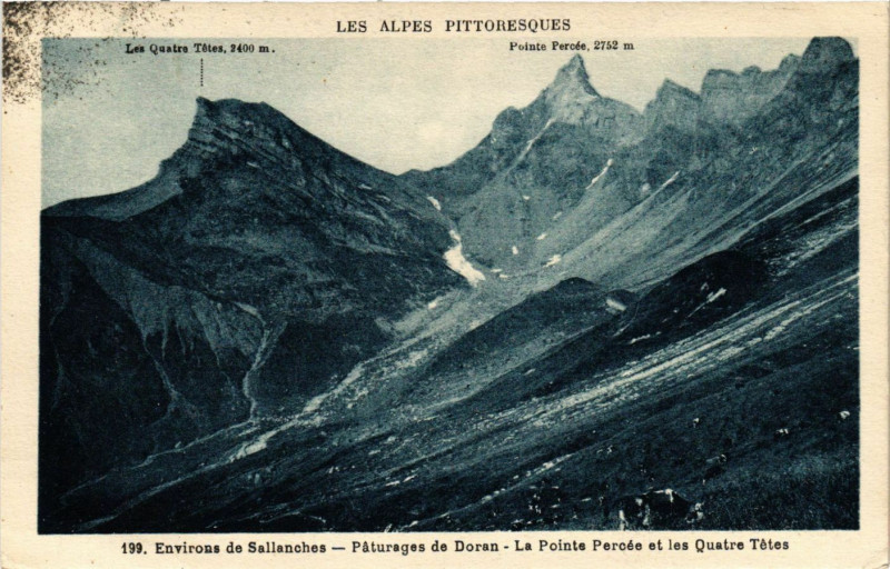 Carte postale ancienne Env. de Sallanches - Paturages de Doran - La Pointe Percée à Sallanches