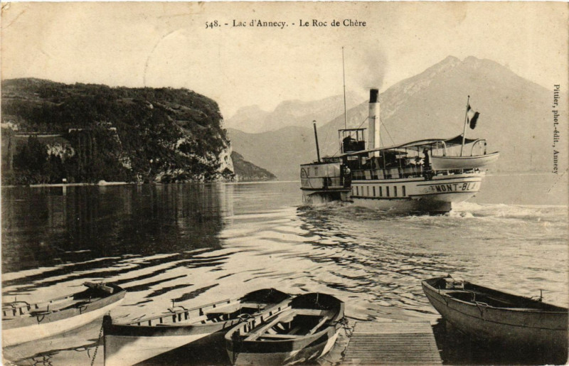 Carte postale ancienne Lac d'Annecy - Le Roc de Chere à Annecy