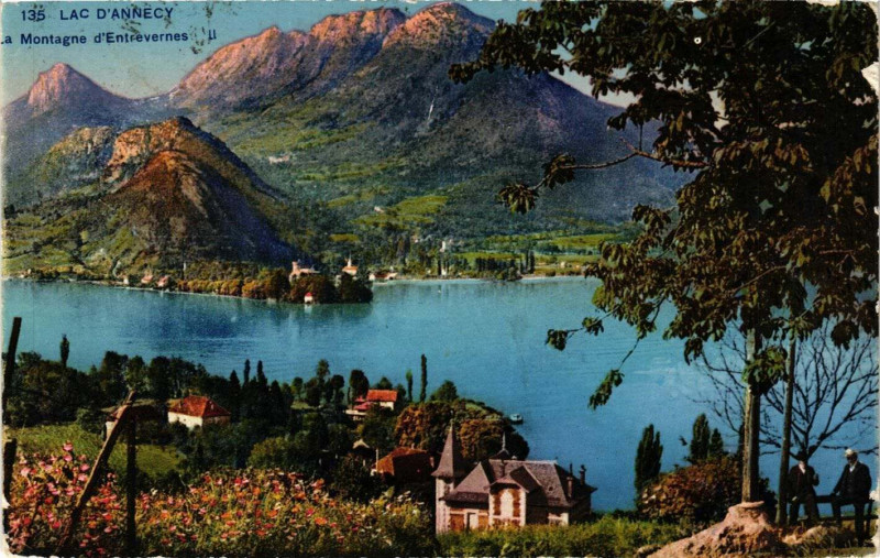 Carte postale ancienne Lac d'Annecy - La Montagne d'Entrevernes à Annecy