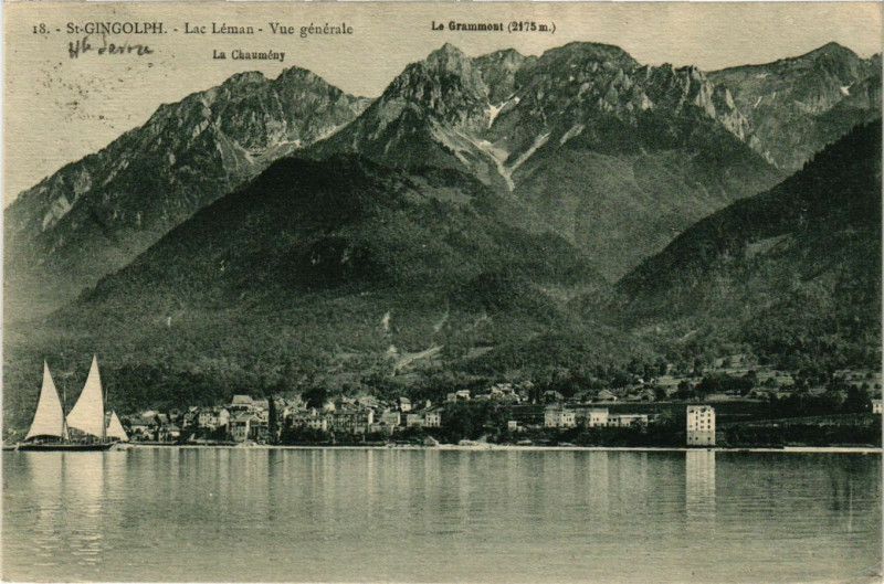 Carte postale ancienne Saint-Gingolph - Lac Léman - Vue générale à Saint-Gingolph