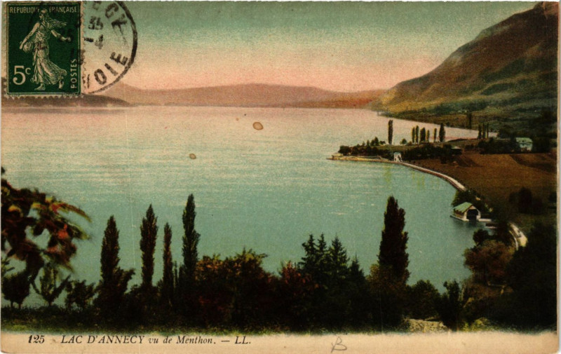 Carte postale ancienne Menthon - Lac d'Annecy vu de Menthon à Annecy