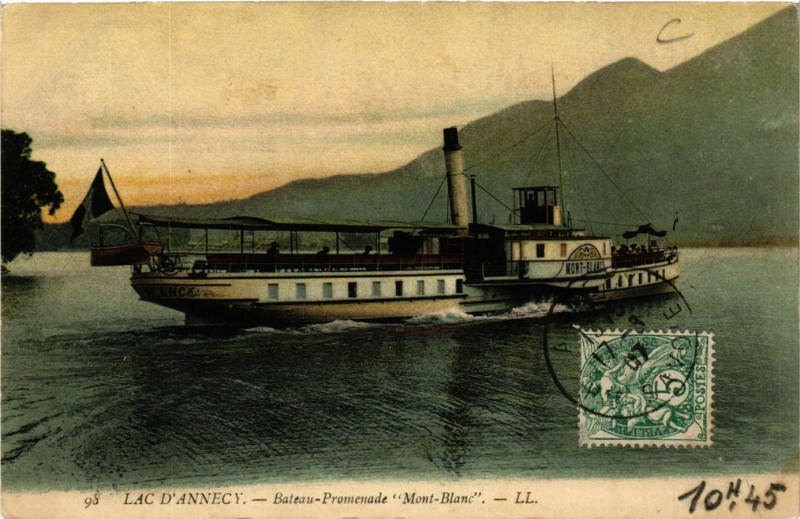 Carte postale ancienne Lac d'Annecy - Bateau-Promenade Mont-Blanc à Annecy
