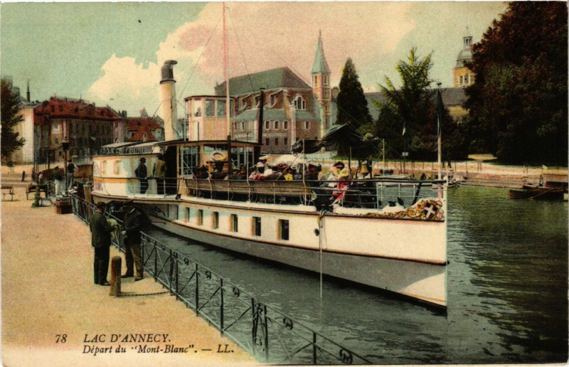 Carte postale ancienne Lac d'Annecy - Depart du Mont-Blanc à Annecy