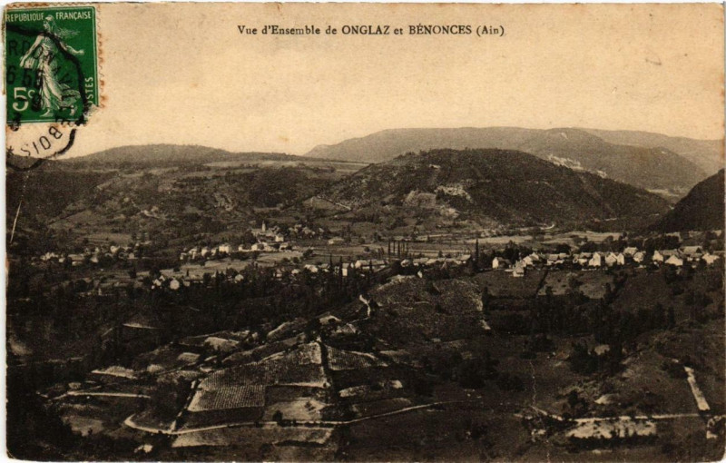 Carte postale ancienne Vue d'Ensemble de Onglaz et Bénonces à Bénonces