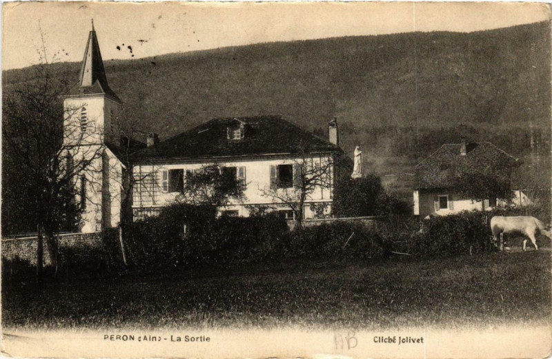 Carte postale ancienne Peron La Sortie à Péron