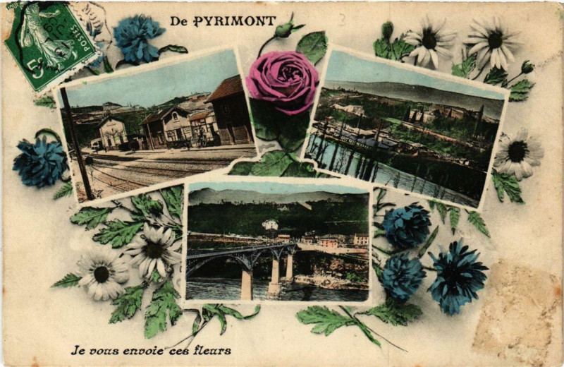 Carte postale ancienne De Pyrimont Je vous envoie ces fleurs