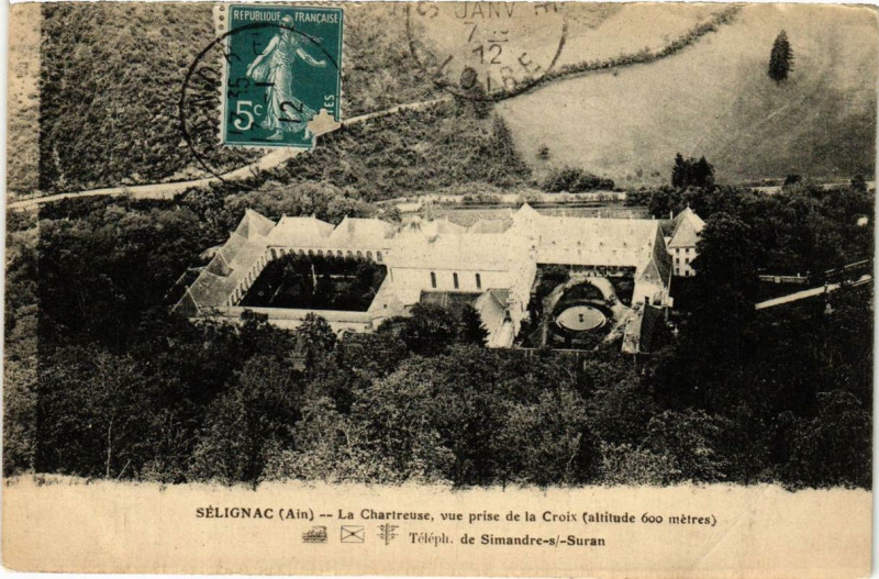 Carte postale ancienne Selignac La Chartreuse vue prise de la Croix