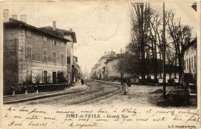 Carte postale ancienne Pont-de-Veyle Grande Rue à Pont-de-Veyle