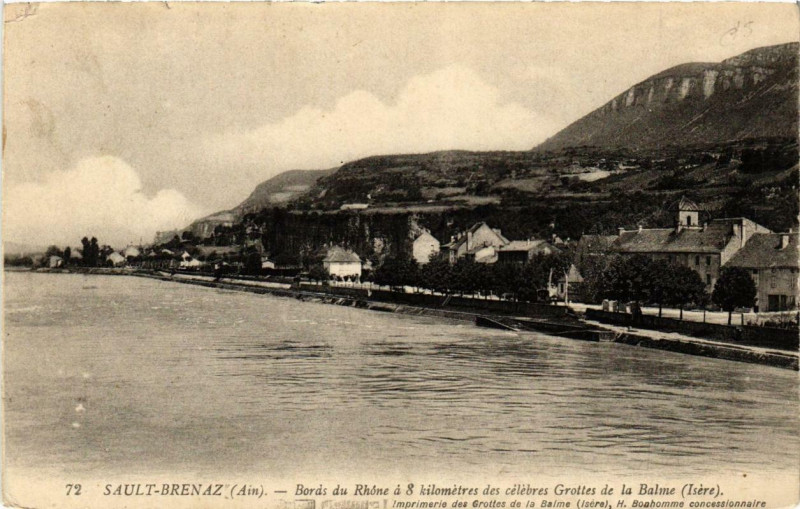 Carte postale ancienne Sault-Brenaz Bords du Rhone à Sault-Brénaz