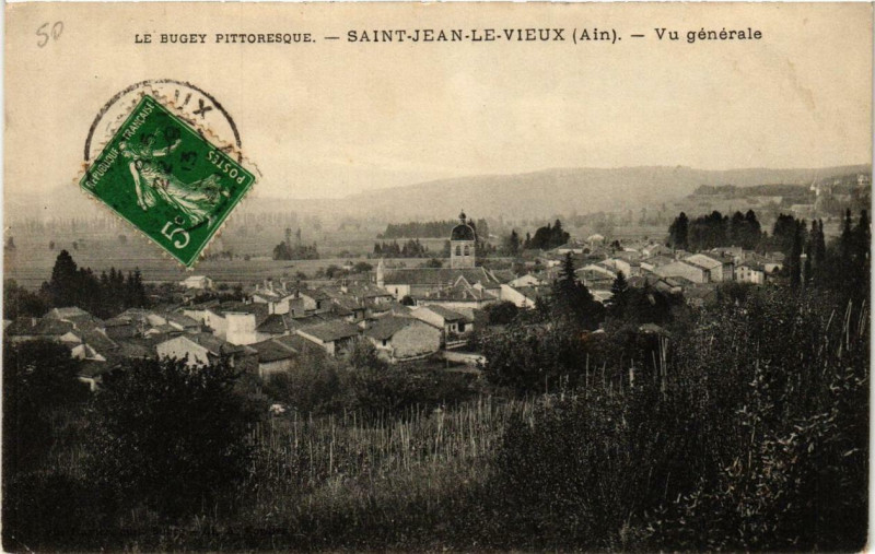 Carte postale ancienne Saint-Jean-le-Vieux Vue générale à Saint-Jean-le-Vieux