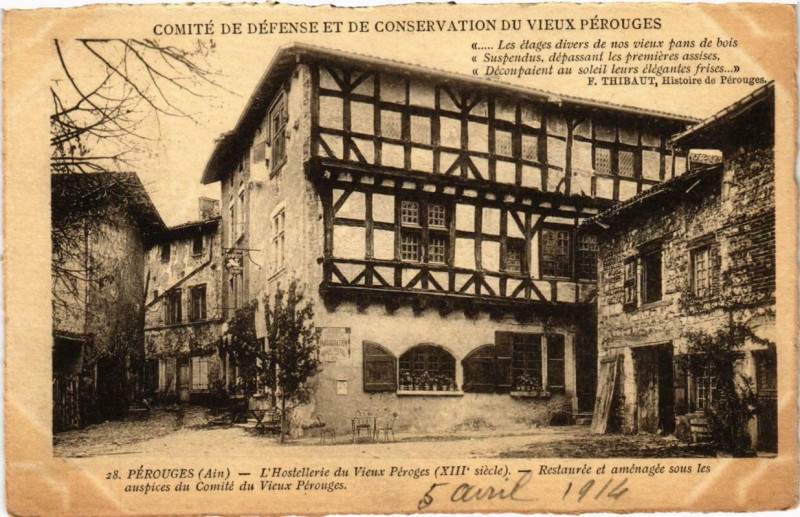 Carte postale ancienne Perouges L'Hostellerie du Vieux Péroges à Pérouges