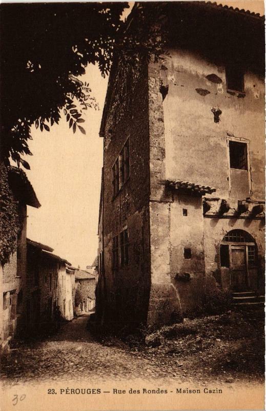 Carte postale ancienne Perouges Rue des Rondes Maison Cazin à Pérouges
