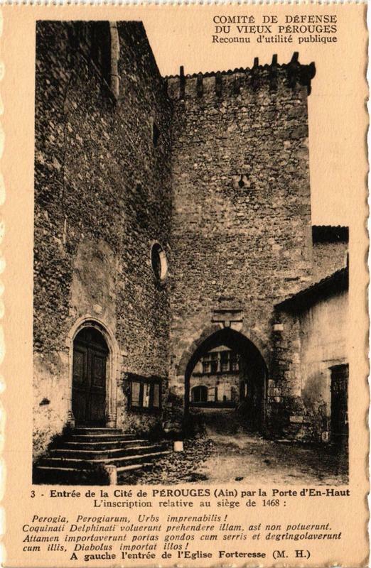 Carte postale ancienne Perouges Entrée de la Cité de Perouges par la porte d'En-Haut à Pérouges