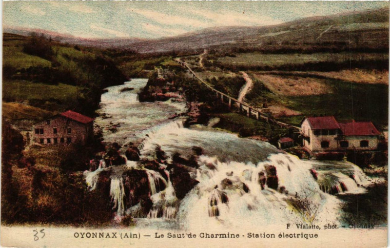 Carte postale ancienne Oyonnax Le Saut de Charmine Station electrique à Oyonnax