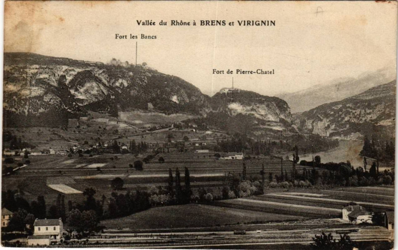 Carte postale ancienne Vallée du Rhone a Brens et Virignin à Brens