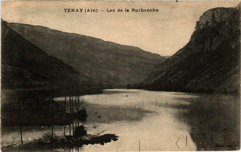 Carte postale ancienne Tenay Lac de la Burbanche à Tenay