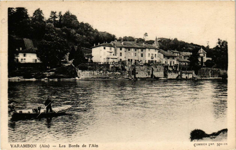 Carte postale ancienne Varambon Les Bords de l'Ain à Varambon