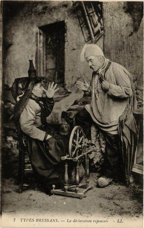 Carte postale ancienne Types BRESSANs La declaration repoussée