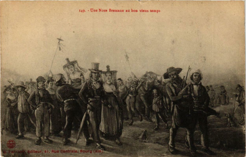 Carte postale ancienne Une Noce Bressane au bon vieux temps