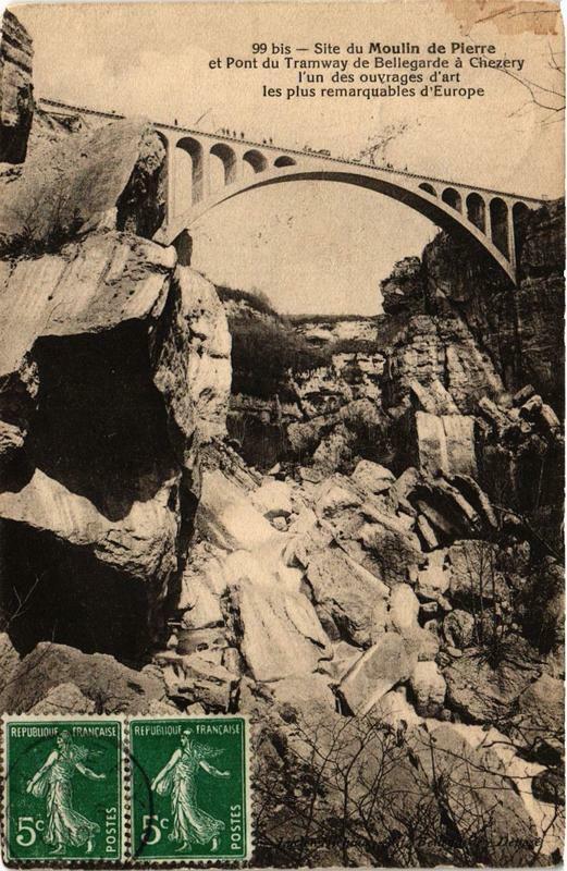 Carte postale ancienne Site du Moulin de Pierre et Pont du Tramway