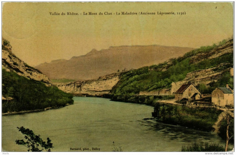 Carte postale ancienne Vallée du Rhone Le Mont du Chat La Maladiere