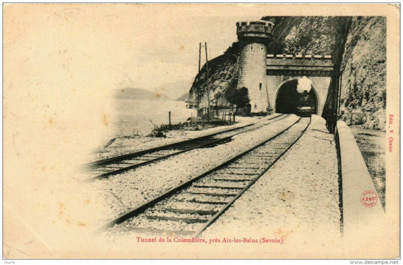 Carte postale ancienne Tunnel de la Colombiere pres Aix-les-Bains à Aix-les-Bains