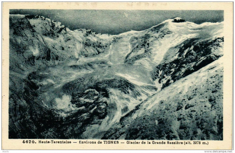 Carte postale ancienne Env. de Tignes Glacier de la Grande Sassiere à Tignes