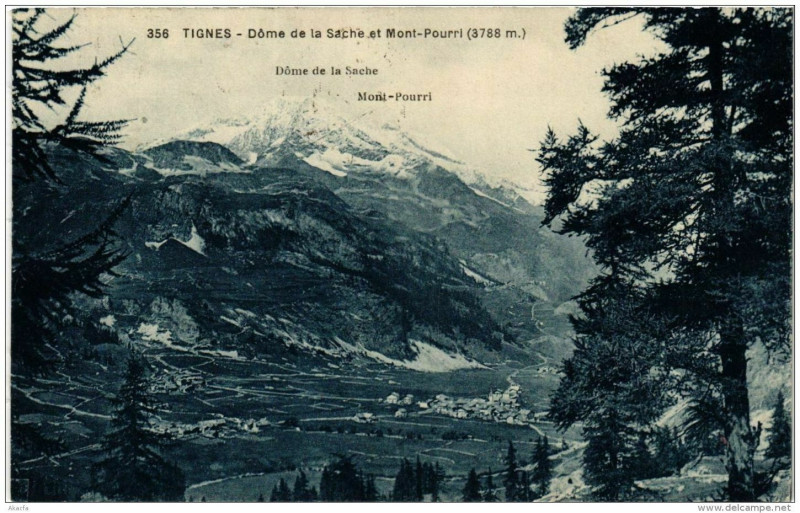 Carte postale ancienne Tignes Dome de la Sache et Mont-Pourri à Tignes