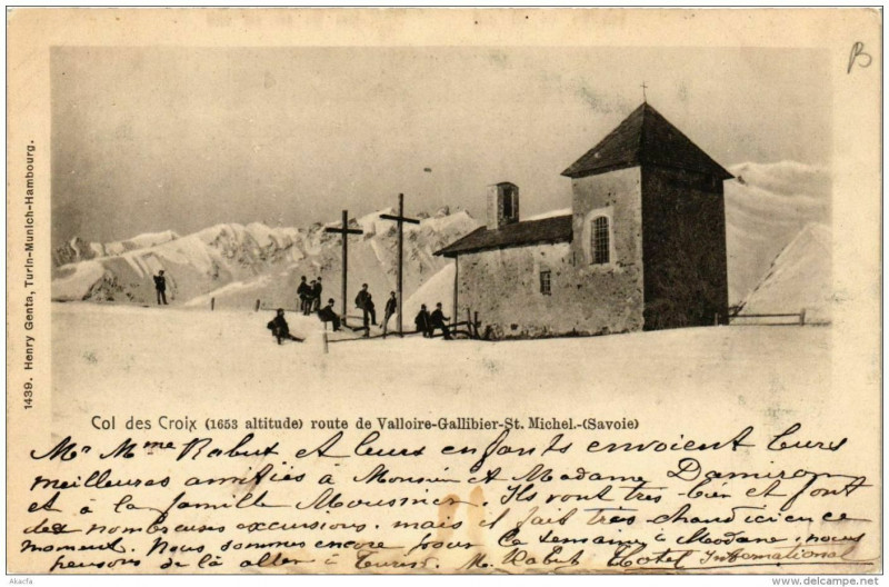 Carte postale ancienne Col des Croix route de Valloire-Gallibier Saint-Michel à Valloire