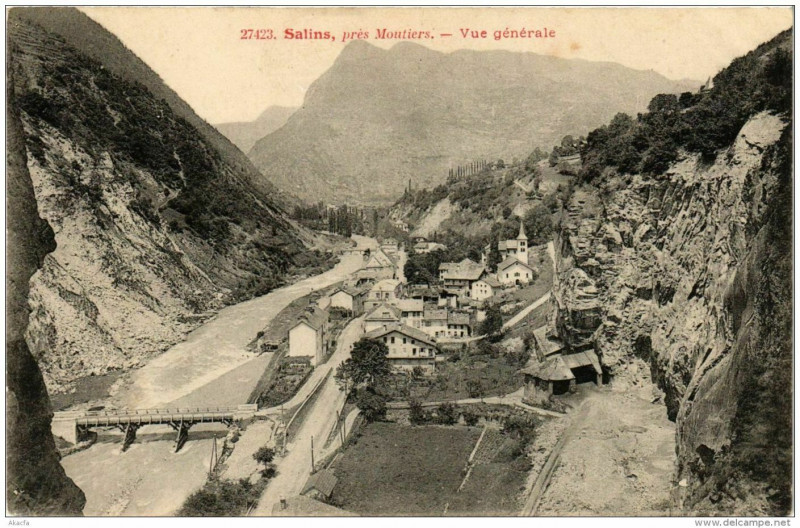 Carte postale ancienne Salins pres Moutiers Vue generale à Moûtiers