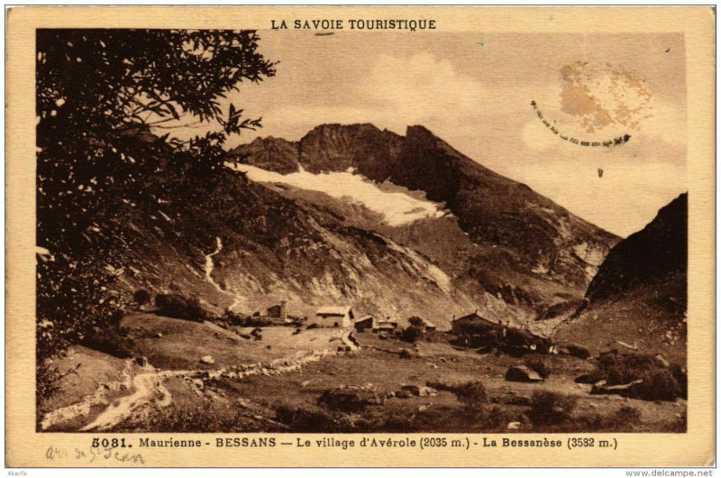 Carte postale ancienne Bessans Le village d'Avérole La Bessanése à Bessans